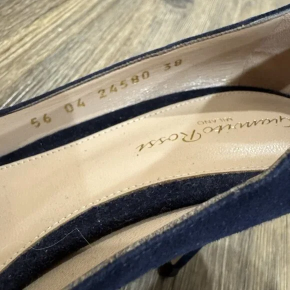 Gianvito Rossi Blue Suede Manolo Blahnik Pointed Toe Pumps - Picture 5 of 11